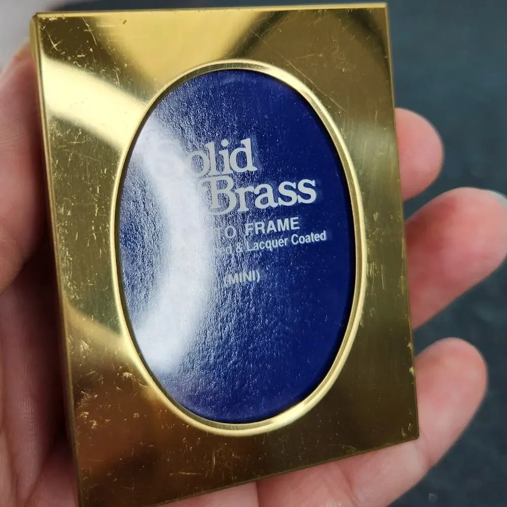 VTG Solid Brass Mini Picture Frame Freestanding Polished